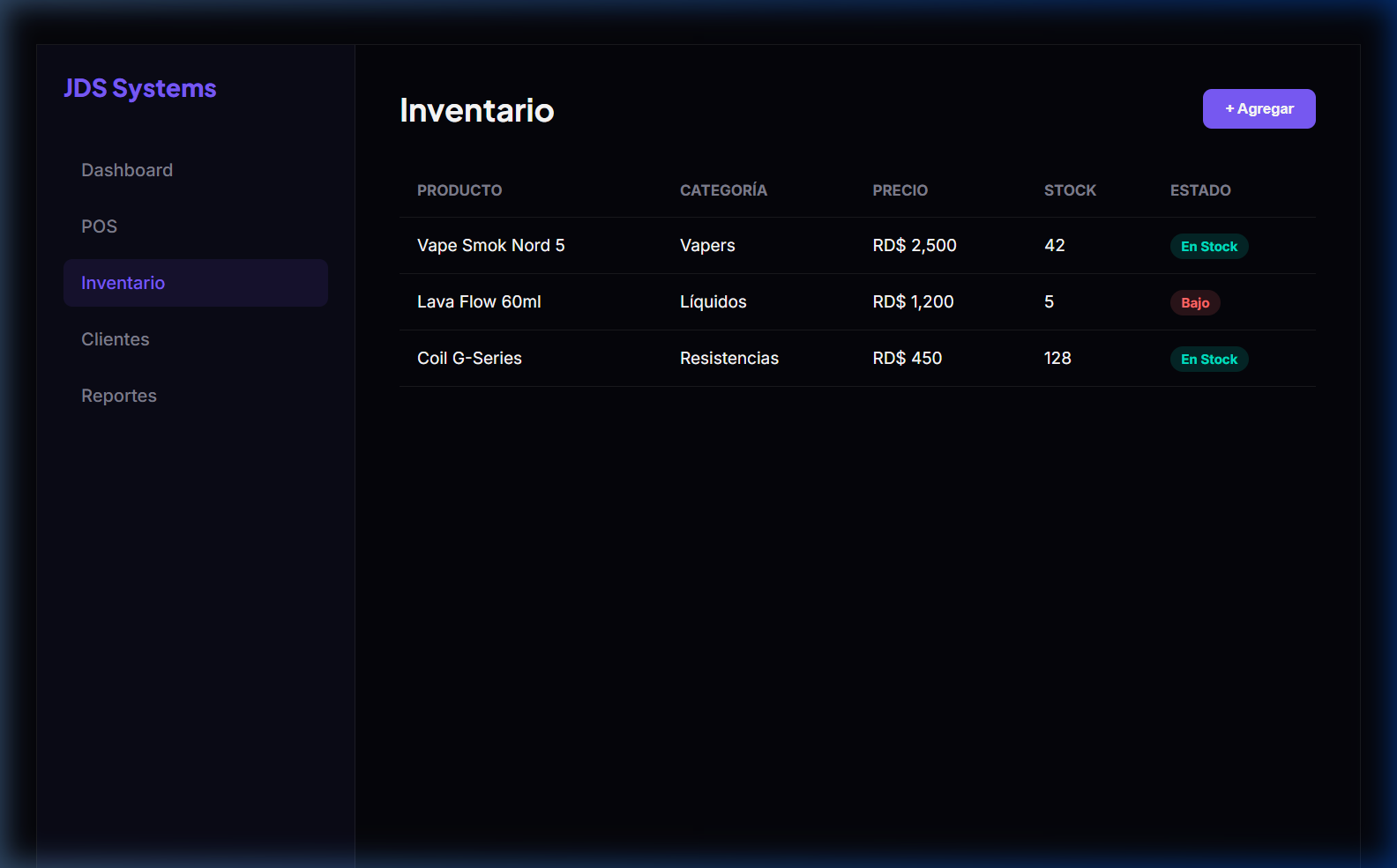Inventario de JDS Systems